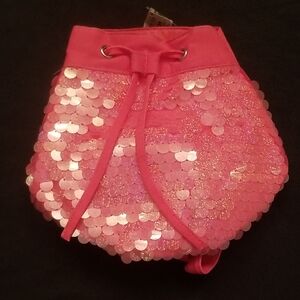 Pink Sequin Drawstring Bag